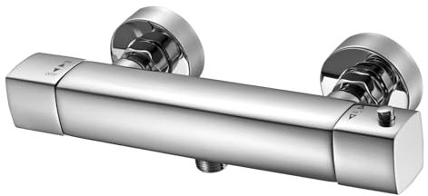 Duscharmatur Thermostat Mischbatterie Dusche Duschthermostat Armatur Brausearmatur Brausebatterie, Verbrühschutz, Sicherheitssperre bei 38°C, Einfache Wandmontage, Chrom