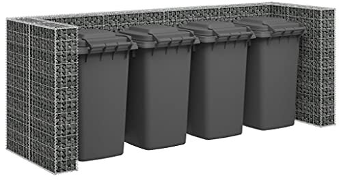 Sufrk Gabion en acier galvanisé 320 x 100 x 120 cm, gabion pour pierre en métal acier galvanisé avec couvercle de jardin extérieur, gabion métallique décoratif avec couvercle de jardin pour