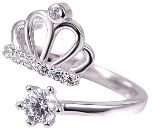 WRITWAA Strass-kronenring Verstellbar Kleiner Damenring Ästhetischer Offener Ring Für Abendpartys Und Kostümbesuchen