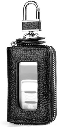 LIMIMIKAIXIN Car Key Bag for Mustang Mustang Mach-E Puma S-MAX, Leather Fob Case Protector Cover Holder Wallet Keys Cases Shell Remote Keychain Dustproof Bags Trims,With window-A