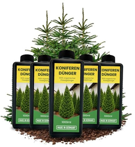 5x 1L Langzeit Koniferendünger organisch I Organischer Flüssig Dünger Koniferen 5 Liter für Thuja Occidentalis Kiefern Fichten Tannen Lärchen Douglasien Zedern Eibe Flüssigdünger 5000ml Thujendünger