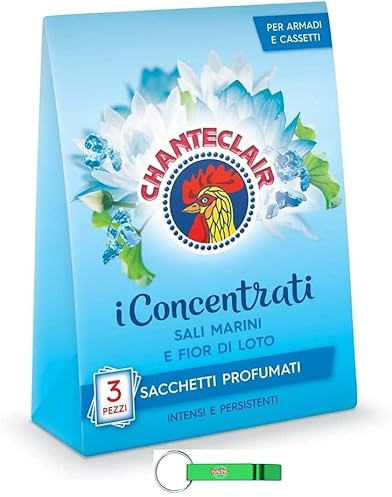 Beni Culinari 5 sacchetti profumati CHANTECLAIR Profumati I Concentrati – Sali marini e fiori di loto – Ogni confezione contiene 3 sacchetti profumati + portachiavi