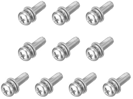 QUARKZMAN Tornillos de máquina con cabeza avellanada Phillips M5 x 16mm de acero inoxidable 304 combinados con arandela de resorte y arandelas planas 10Pcs