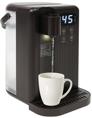 MEELRYD Dispensador de agua caliente, filtro de agua potable, dispensador de agua con pantalla táctil, agua caliente en pocos segundos (25-99 °C), 2200 W, agua potable sin cal para café, té y cocina