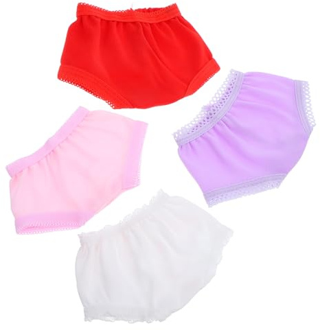 POPETPOP 4Pcs Doll Panties for 18 Inch Dolls Lightweight Miniature Underwear Pretend Play Doll Accessories Assorted Styles for Diy Decoration