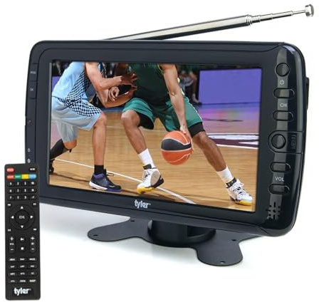 Tyler 7 Portable TV LCD Monitor Rechargeable Battery Powered Wireless Capability HD-TV, USB, HDMI Input, AC/DC, Remote Control Built in Stand Small for Car Kids Travel