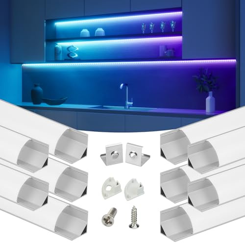 Muzata 10Pack 3.3FT Silver V-Shape Corner LED Channel Milky Cover V1SW WW