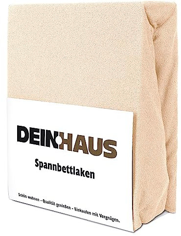 DH DEIN.HAUS Frottee Weiches Spannbetttuch 90 x 200 cm – Baumwolle, mit Gummizug, pflegeleicht, Bettlaken – Farbe: Hellcreme