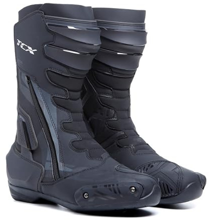 TCX S-tr1 herr sport och certifierad motorcykelstövel med mikrofiber ovandel, elastisk dragkedja på sidan och kardborreband, Svart, 40 EU