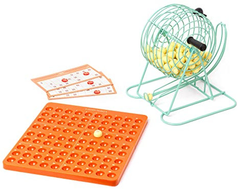 Legami - Flasche, Bingo, 21 x 23,4 cm, inklusive drehbarer Metallkugel, 90 nummerierte Kugeln, Tabelle, 60 Mappen und 300 Nummernschildchen, automatische Ballsammlung