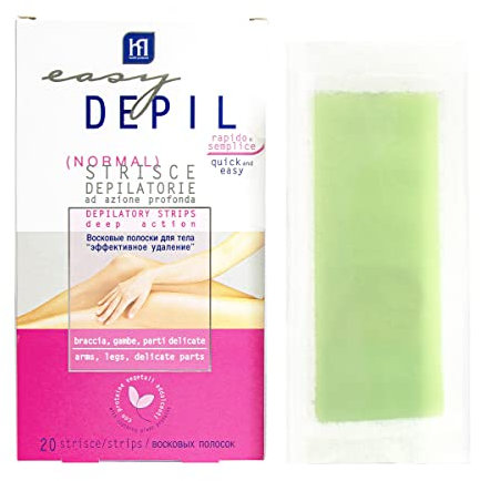 Easy Depil 20 STRISCE DEPILATORIE CORPO Gambe, Parti intime, Ascelle, Braccia e Zona Bikini. Rapide, Semplici da usare, ad Azione Profonda. Con proteine vegetali addolcenti. Pelle liscia a lungo.