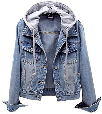 Jeansjacka dam lång med huva jeansjackor för kvinnor oversize jackor långärmad vår sommar övergångsjacka stora storlekar sommejacka boyfriend jeans jacka stretch denim jackor