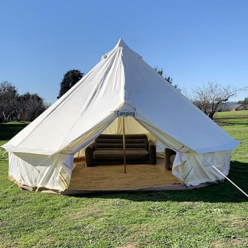 Safari Camping Outdoor Vier Saison Familie nurlaubsort Camping wasserdicht Luxus Bell Tent oder Zelt zubehör (Off White Oxford Tuch Zelt, Diameter 6m)