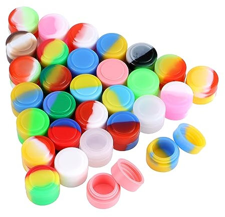 JSMTKJ 30Pcs Silikon Dab Behälter Silikonbehälter Wachsöl Silikonbehälter Tupferbehälter Silikonbehälter Tupferbehälter 2 ml Kleine Behälter Bunte Boxen Töpfe Behälter Containers