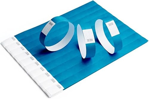 Pulseras de papel Tyvek para control y seguridad - Eventos, fiestas, festivales y viajes - Pulseras de entrada (Azul)