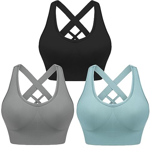Leversic Reggiseno Sportivo da Donna Reggiseno Yoga Top Fitness Donna Imbottito Senza Ferretto Reggiseni Push Up per Yoga Jogging Gym S-XL