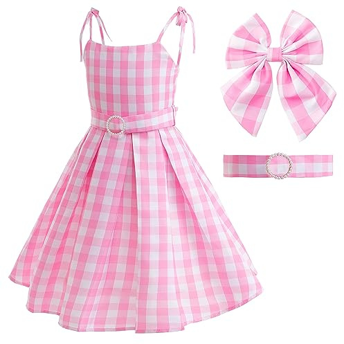 Atorcher Rosa damklänning barn kostym klänning film cosplay klänningar dockklänning småbarn flickor outfit för barn halloween utklädning