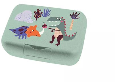 Koziol CANDY L REX Lunchbox | mit Trennschale, Clipverschluss | für Kinder | biozirkulärer Kunststoff, bruchfest, spülmaschinengeeignet | Schule, Kindergarten, Kita, Reise (organic sage green)