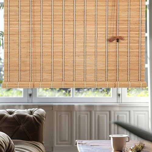 CSBWDLT Bamboo Blinds Roman Bamboo Curtains Roller Shades for Interior Windows,Roll Up Blinds Indoor Outdoor Patio 72 W x 72 H