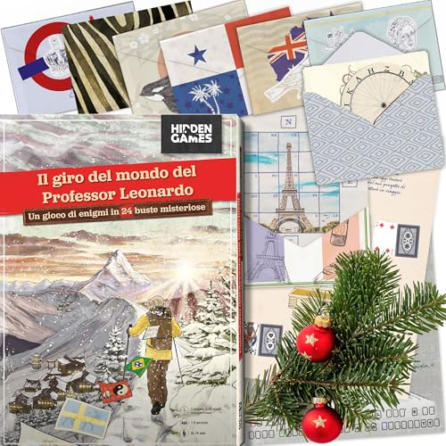Hidden Games - Calendario dell'Avvento con puzzle - Il Giro del Mondo del Professor Leonardo - Un gioco di enigmi in 24 buste misteriose