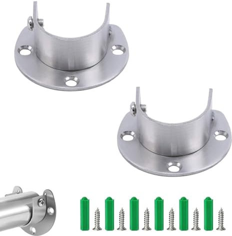 Soporte de tubo redondo para barra de tubo de armario, 32 mm, barra de armario con tornillos, 2 unidades en forma de U, soporte para barra de ropa, armario de acero inoxidable, brida de barra para