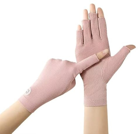HilyBony Guantes de verano sin dedos para mujer, protección UV, antideslizantes, guantes de conducción para montar en bicicleta al aire libre