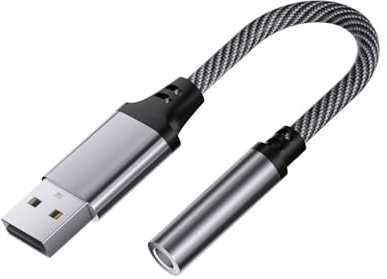 Jesiah USB to 3.5mm Jack Audio Adapter, Aluminum External Sound Card with Speaker Microphone Headphone Jacks, Gaming Headset USB Aux TRRS 4-pole DAC Converter for Windows Mac PC Laptop PS5 PS4 Switch