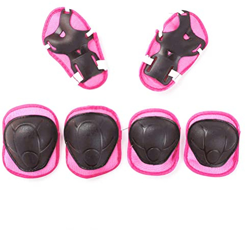 Itonash Child Safety Gear, Junior Protection Set, Children's Guards, 7pcs/set Kids Protective Gear with Adjustable Helmet, Knee Pads, Elbow Pads, Wrist Pads for Roller Skates (Pink)
