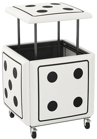 Cubo de asiento de cuero 5 en 1, silla apilable con ruedas giratorias, otomana anidable para sala de estar y dormitorio
