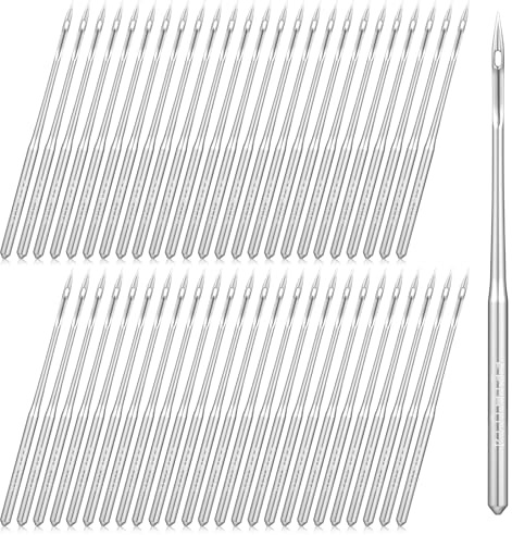 50 agujas de máquina de coser de tamaño universal 90/14, agujas resistentes para máquina de coser de cuero, tela gruesa, compatibles con tipos de máquinas de coser domésticas