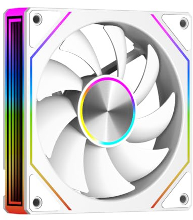 Ventilador CPU CPS FG120, Ventilador de Caja ARGB de 120 mm, Ventilador de Computadora Silencioso de 4 Pines PWM con Rodamiento Hidráulico, hasta 1800RPM Refrigeración para PC, Blanco