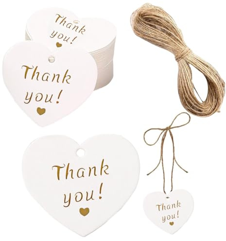 Tarjetas para regalos, 50 etiquetas de papel kraft en forma de corazón y 50 de cuerda, Para Regalos de Boda, Artesanía Navidad Cumpleaños