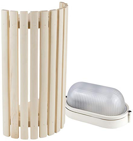 Kit de Iluminación para Sauna Pantalla Sawo 914-VA de Álamo temblón con Lámpara de Sauna E27 IP54 y Cable de Silicona de 5 m SiHF
