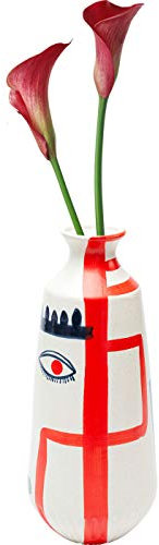 Kare Design Vase Art Face Colore, Accessoires, Wohnzimmer, Rot/Blau, 38cm