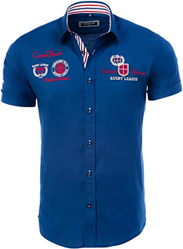 CARISMA Casual herr skjorta kortärmad Classic-Fit Kent krage med broderi Rugby League