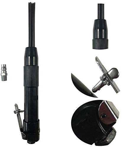BEYST Air Pneumatic 12 Needle Scaler, Mini Removing Rust Slag Pistol Grip Tool 1/4 4000 RPM, Descaler for Air Chisel Paint Removing Deburring