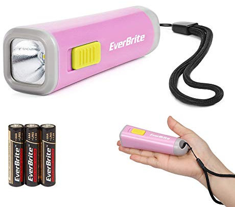 EverBrite Mini Torcia LED (Rosa), Torcia Portatile 46g con Luce Gialla Calda, Ideale per Leggere, Campeggio e Passeggiate, 3 Batterie AAA Incluse, Ottima come Regalo