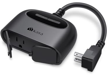Kasa Outdoor Smart Plug, Smart Home Wi-Fi Outlet with 2 Sockets, IP64 Weather Resistance, Compatible with Alexa, Google Home & IFTTT, No Hub Required, ETL Certified(EP40), Black