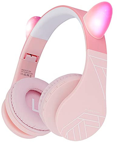 PowerLocus Casque Bluetooth pour Enfant, Casque Audio Sans fil pour Enfants, Casque stéréo avec Microphone et 85DB Volume limité, Confortable écouteurs Réglable et Pliable pour Smartphone,Tablet etc