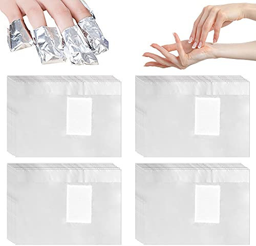 500Pcs Feuille d'aluminium dissolvant, Dissolvant de vernis à ongles, Ultra-minces aluminium vernis semi permanent pour vernis à ongles, Paquet papillotes ongles d'aluminium