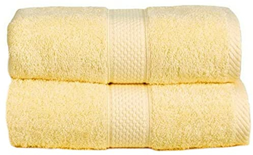 Sue Rossi Ltd 100% Turkish Cotton Guest Towels Hand Kitchen Towel Face Cloth 40 x 60 cm Pack Of 2 Twin Set (Lemon)