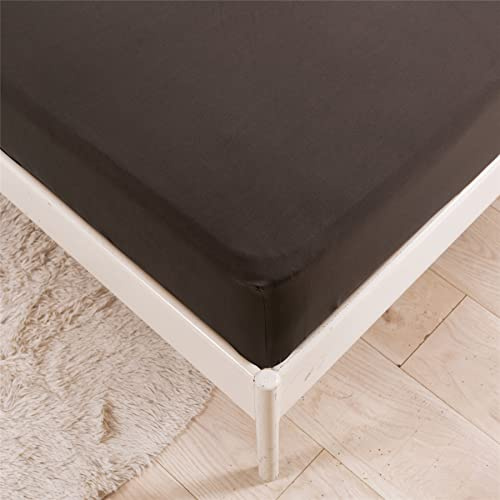 Surwin Einfarbig Spannbettlaken Spannbetttuch Boxspringbett, Mikrofaser Weiche Matratzenbezug Steghöhe bis 35 cm, mit Elastischem Gummiband für Einzelbett Doppelbett (Braun,140x200x35cm)