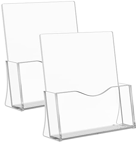 Acrylic Brochure Holder, 8.5 x 11 inches Clear Acrylic Literature Holder Plastic Flyer Display Stand (2 Pack)