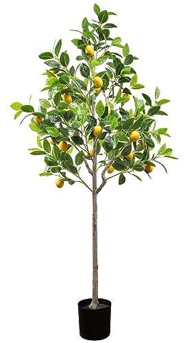 Gresorth 5 Feet Fake Lemon Tree Artificial Green Plant Decoration