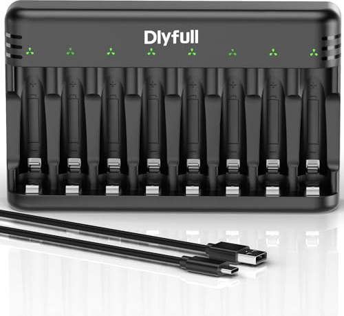 DLYFULL 8 Bay AA AAA Battery Charger for 1.2V Ni-MH Rechargeable Batteries
