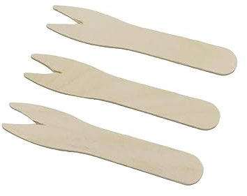 Box of 1000 - Natural Wooden CHIP Forks 90mm Ecofriendly Biodegradable Disposable Sturdy Fish Forks Chip Forks for Fish Chips Shops Picnics Parties BBQs Takeaway