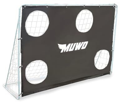 MUWO Fußballtor mit Abnehmbarer Torwand und wetterfestem Stahlgestell. Maße: 217 x 153 cm. Optimal zum Trainieren oder für Freundschaftsspiele geeignet (Schwarz/Weiß 217 x 153 cm)