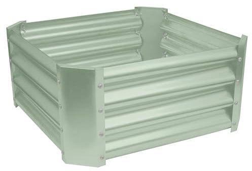 Harbour Housewares Raised Garden Bed - Green - 60 x 60cm - Square - Bottomless Metal Raised Bed Galvanised Steel Planter Box for Growing Outdoor Plants, Vegetables, Flowers and Herbs