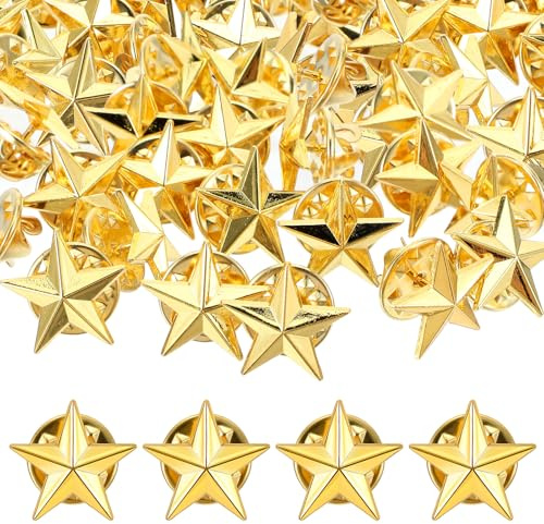 Prasacco 20 piezas estrella insignias de solapa, 1,5 cm oro pentagrama broche de aleación estrella broche para el día de los veteranos broche de moda para mujeres hombres