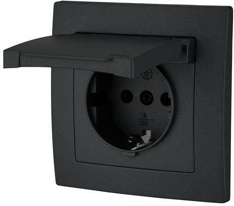 Unterputz Steckdose IP44, Steckklemme, All-in-One, Serie ET-1 schwarz